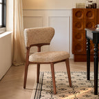 Linen Dining Chair With Wide Back - Walnut - 17.71''W X14.96 '' L X 32.28'' H - image 0