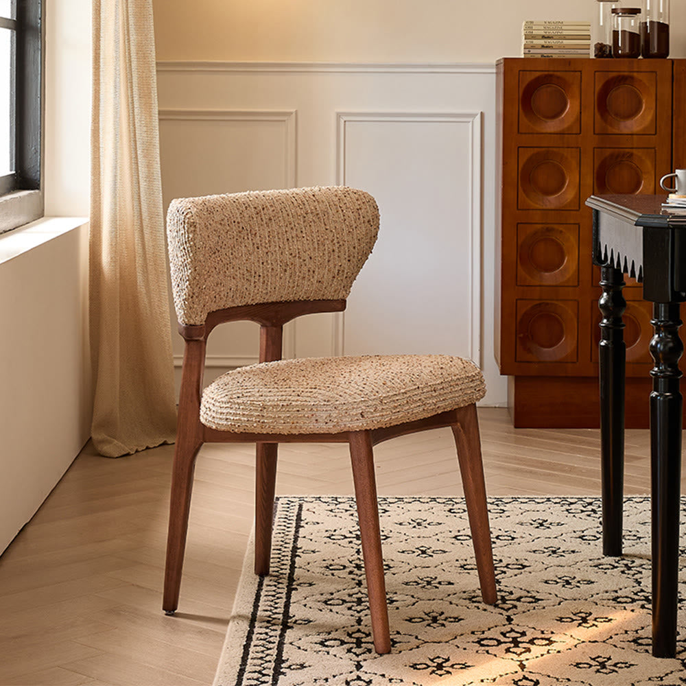 Linen Dining Chair With Wide Back - Walnut - 17.71''W X14.96 '' L X 32.28'' H - image 0