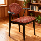 Curved Backrest Dining Chair With Arms - Red - 24.01"W x 25.19"D x 31.49"H - image 0