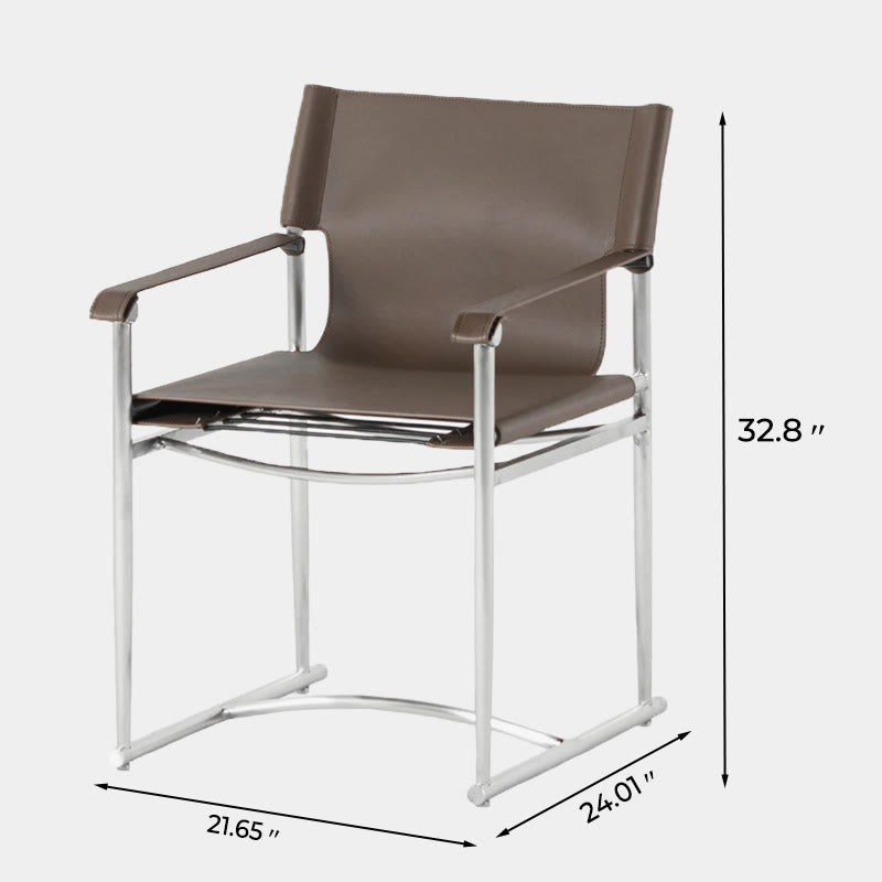 Modern Saddle Leather Dining Chair - image 9