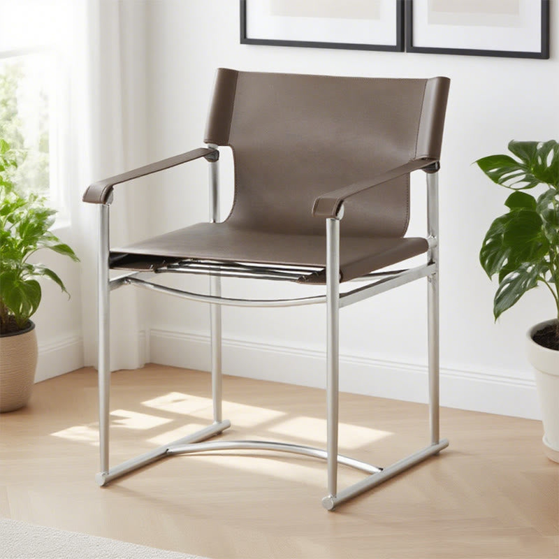 Modern Saddle Leather Dining Chair - image 1