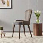 Elegant Retro Leather-back Dining Chair - Khaki - 20.86"W x 21.65"D x 36.61"H - image 2