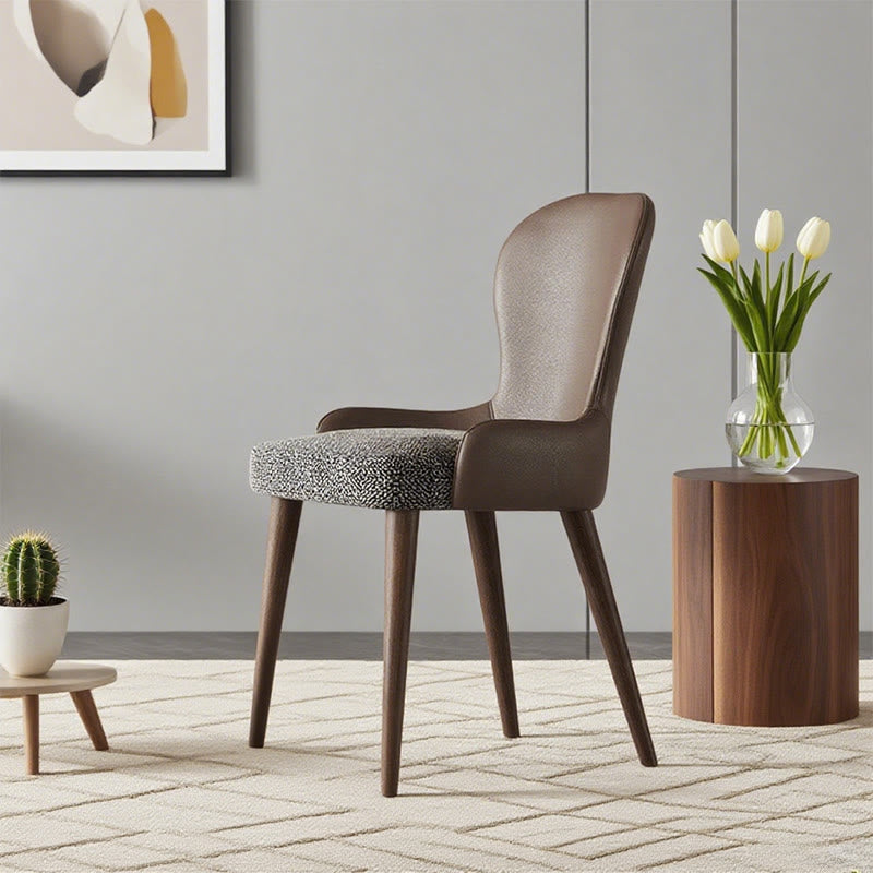 Elegant Retro Leather-back Dining Chair - Khaki - 20.86"W x 21.65"D x 36.61"H - image 2