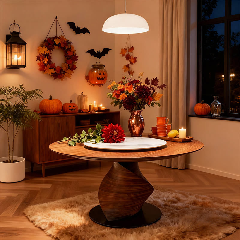 Iffhome Walnut Shaped Design Round Dining Table - image 16