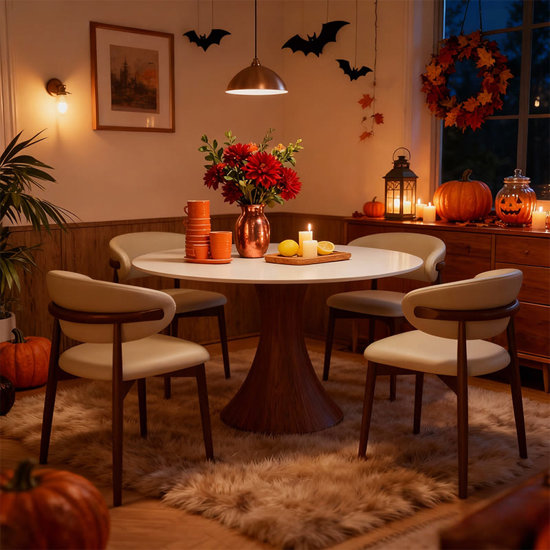 Iffhome Hourglass-Shaped Solid Wood Base Dining Table For 2-4 Person - image 16