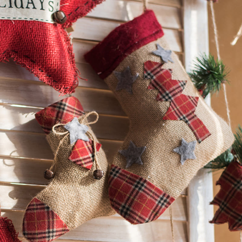 Iffhome Checkered Christmas Gift Bag - Red - image 0