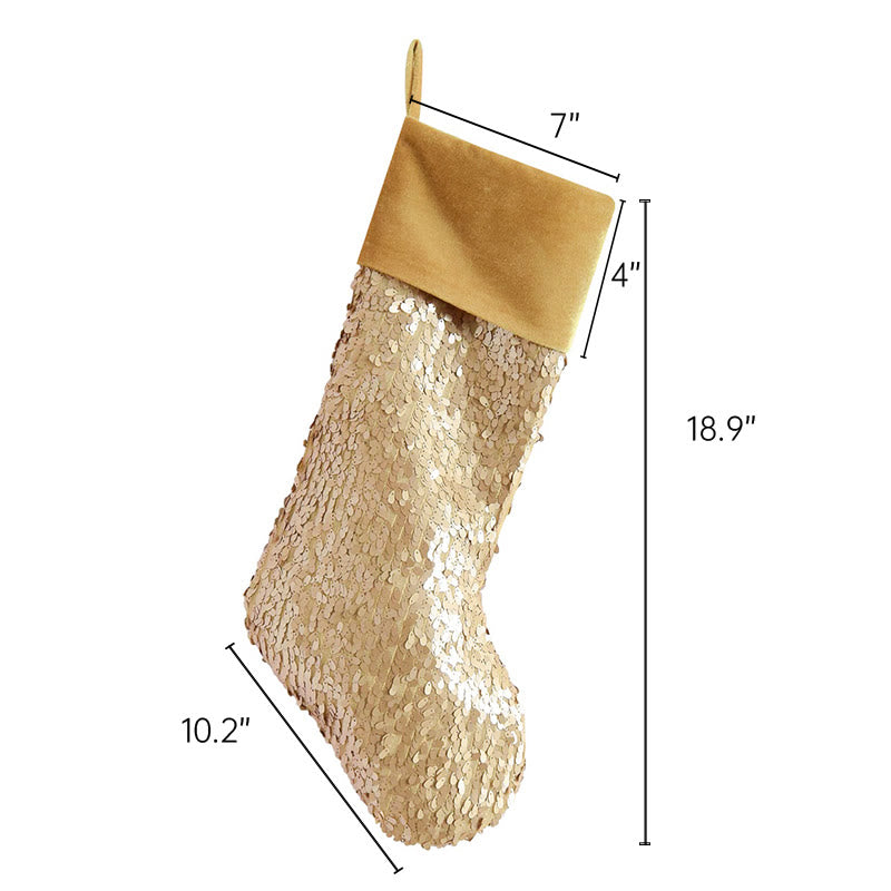 Gold-colored Fuzzy Cuff Decorative Christmas Socks - image 10