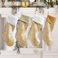 Gold-colored Fuzzy Cuff Decorative Christmas Socks - Golden - image 0