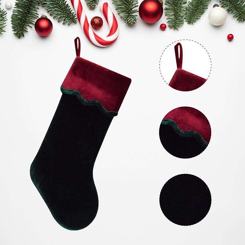 Iffhome Wavy Velvet Cuff Color-blocked Christmas Socks - image 4