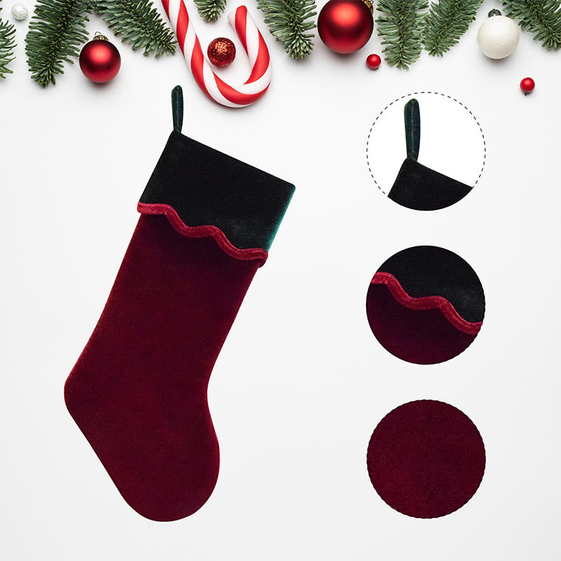 Iffhome Wavy Velvet Cuff Color-blocked Christmas Socks - image 3