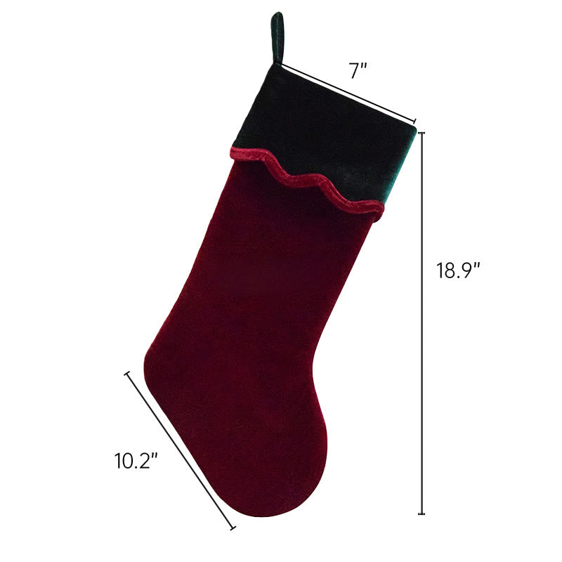 Iffhome Wavy Velvet Cuff Color-blocked Christmas Socks - image 6