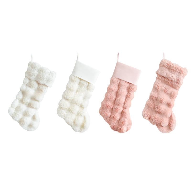 Pink And Beige Soft Fuzzy Christmas Stocking Set - image 3