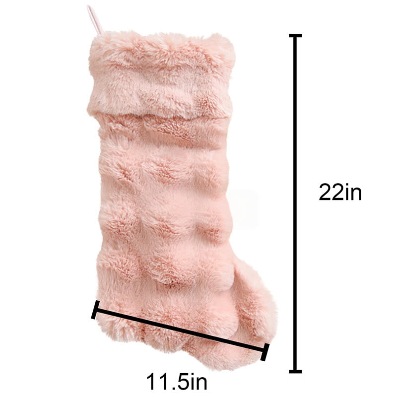 Iffhome Pink And Beige Soft Fuzzy Christmas Stocking Set - image 4