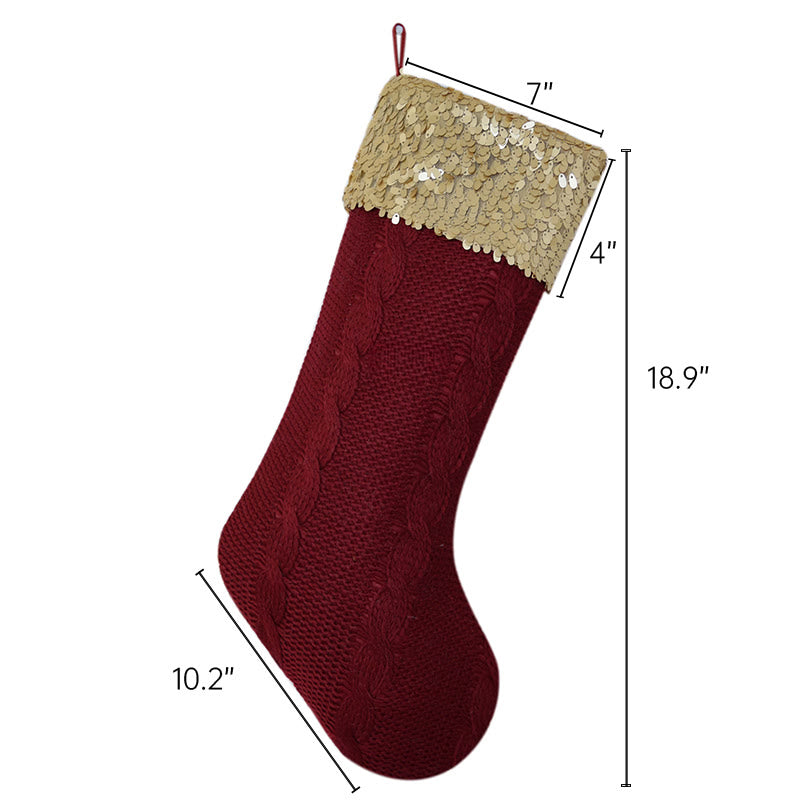Iffhome Red Velvet Christmas Stocking With Gold Sequins - image 4