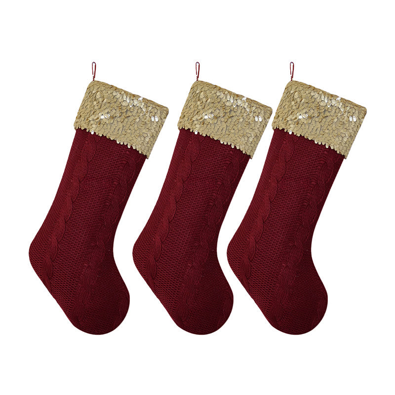 Iffhome Red Velvet Christmas Stocking With Gold Sequins - image 3