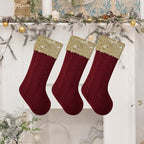 Red Velvet Christmas Stocking With Gold Sequins - image 0