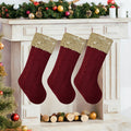 Iffhome Red Velvet Christmas Stocking With Gold Sequins - Red - image 1