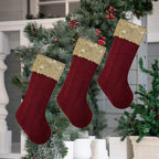 Red Velvet Christmas Stocking With Gold Sequins - image 2