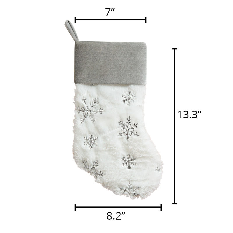 Iffhome Golden And Beige Fluffy Decorative Christmas Stocks - image 8