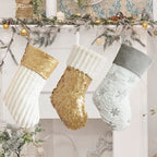 Golden And Beige Fluffy Decorative Christmas Stocks - image 3