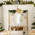 Golden And Beige Fluffy Decorative Christmas Stocks - image 6