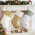 Iffhome Golden And Beige Fluffy Decorative Christmas Stocks - Golden - image 0