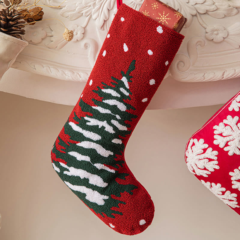 Iffhome Red Fuzzy Embroidered Christmas Tree Decorative Stocks - Red - image 0