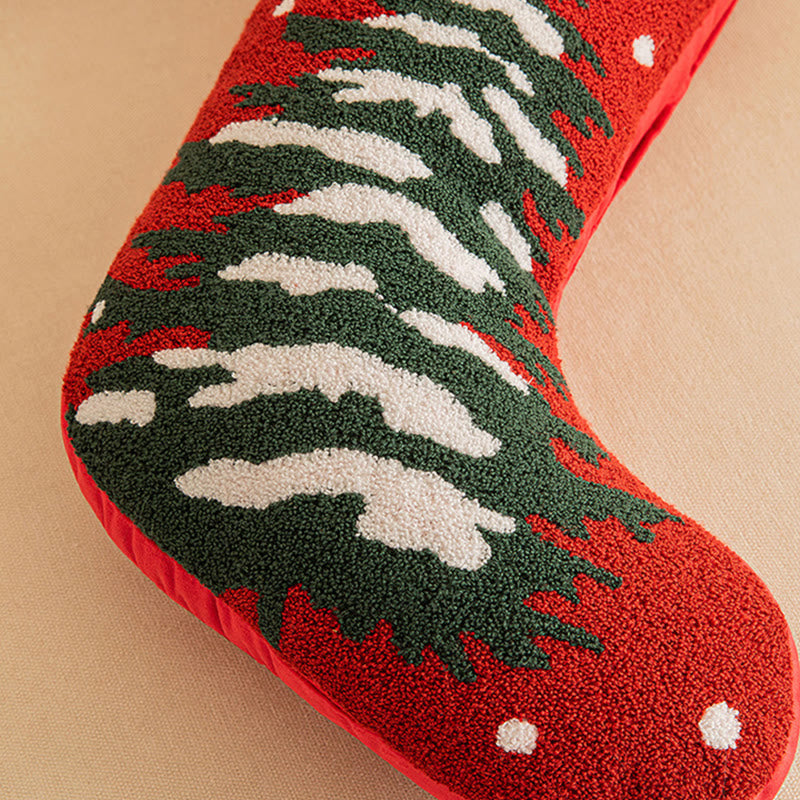 Red Fuzzy Embroidered Christmas Tree Decorative Stocks - image 5