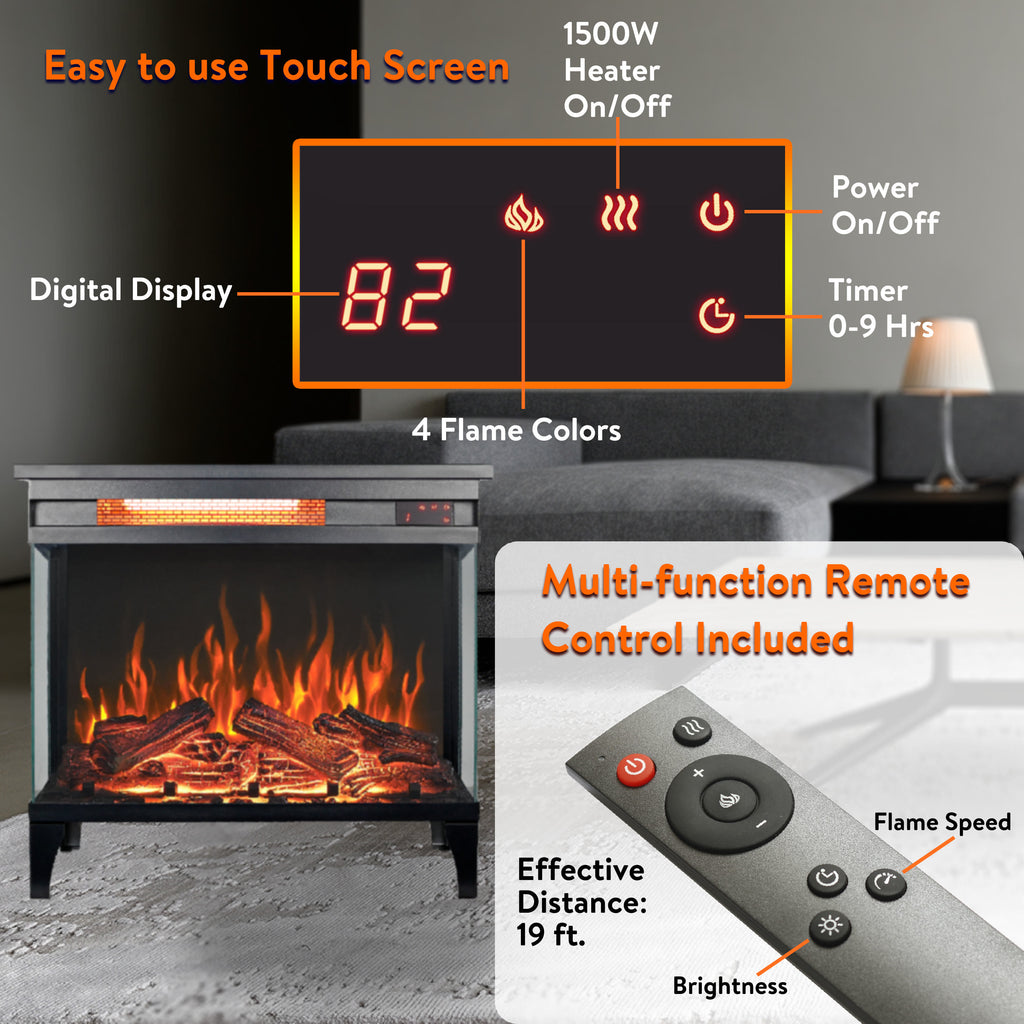Three Sided Glass Electric Fireplace - image 10