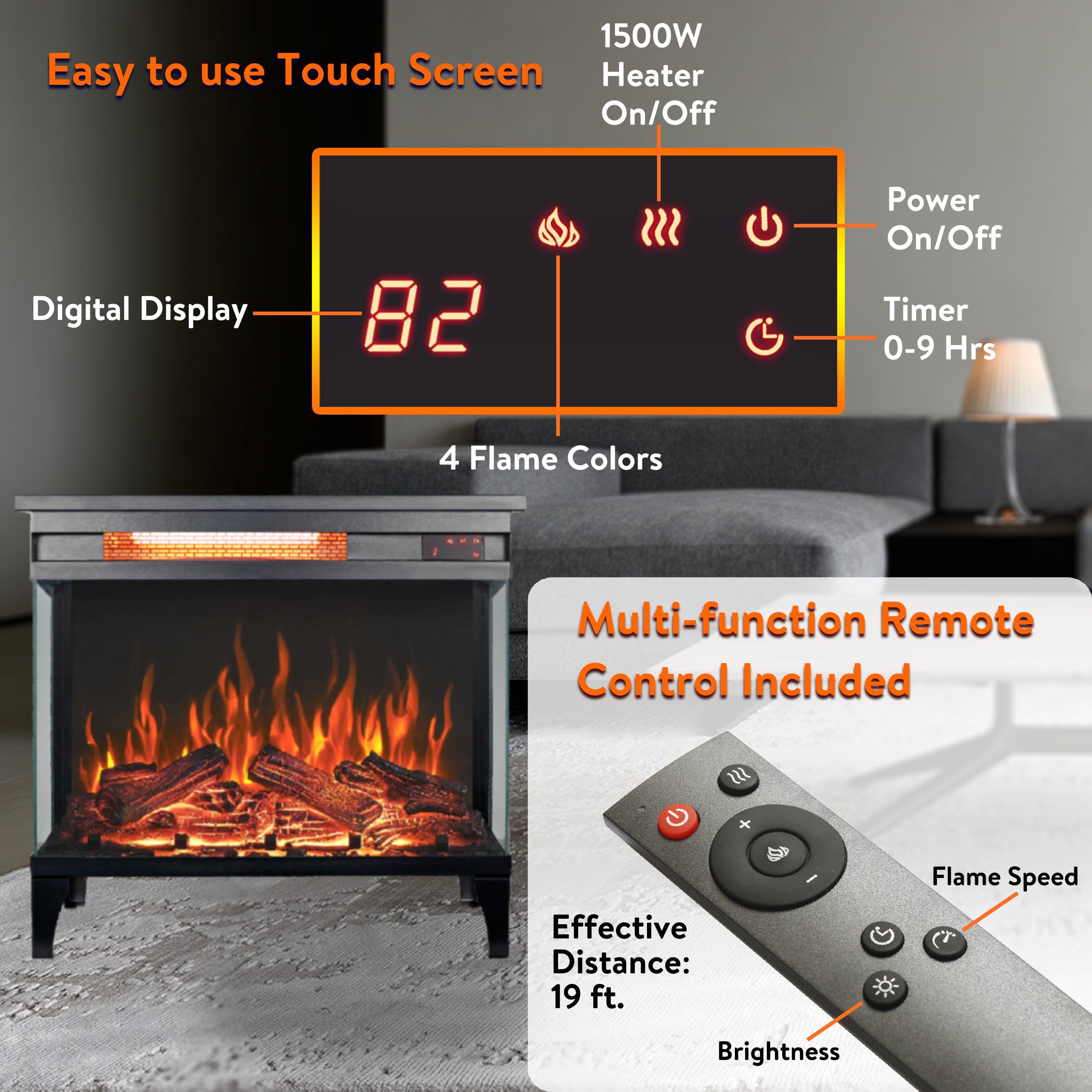 Three Sided Glass Electric Fireplace - image 10