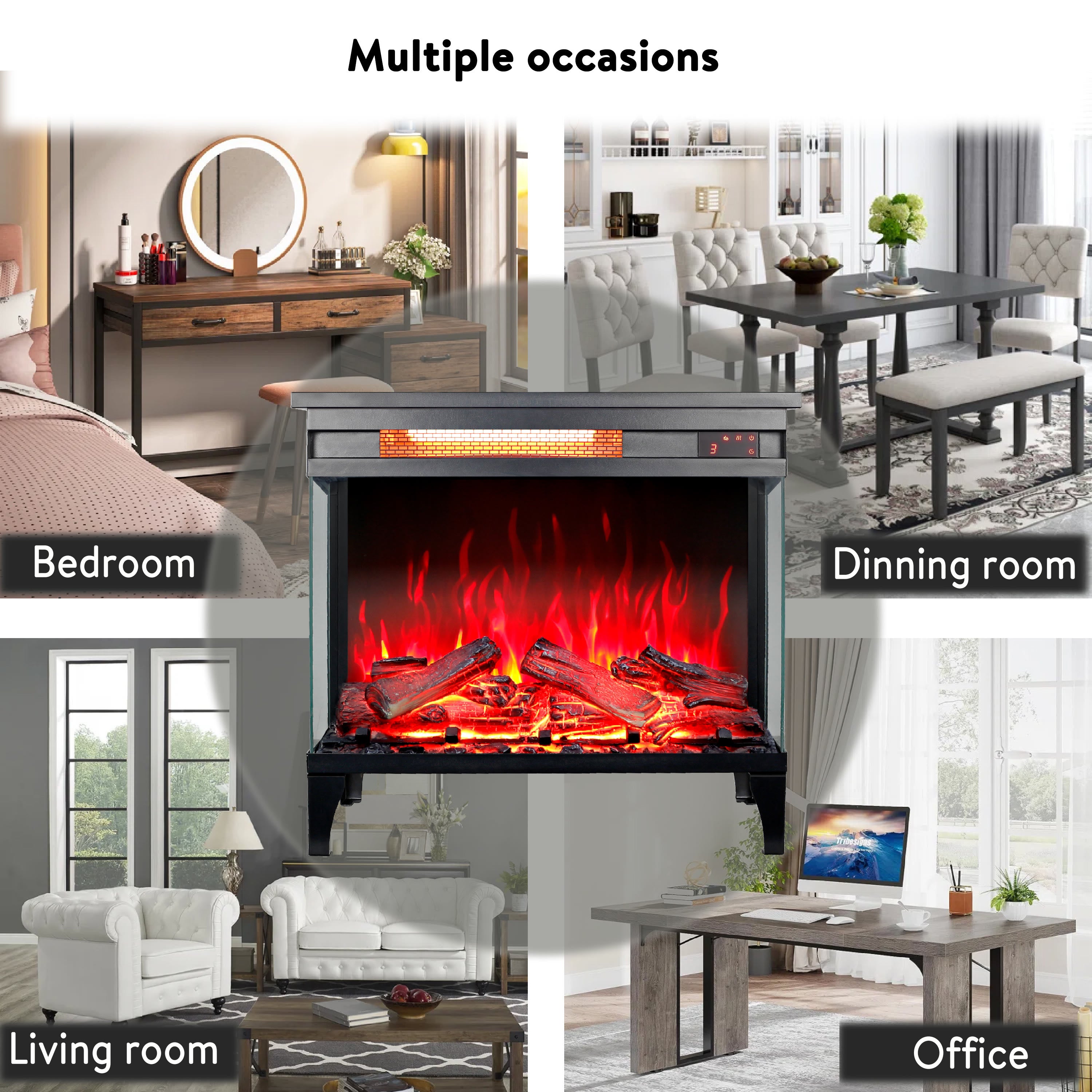 Iffhome Three Sided Glass Electric Fireplace - image 1