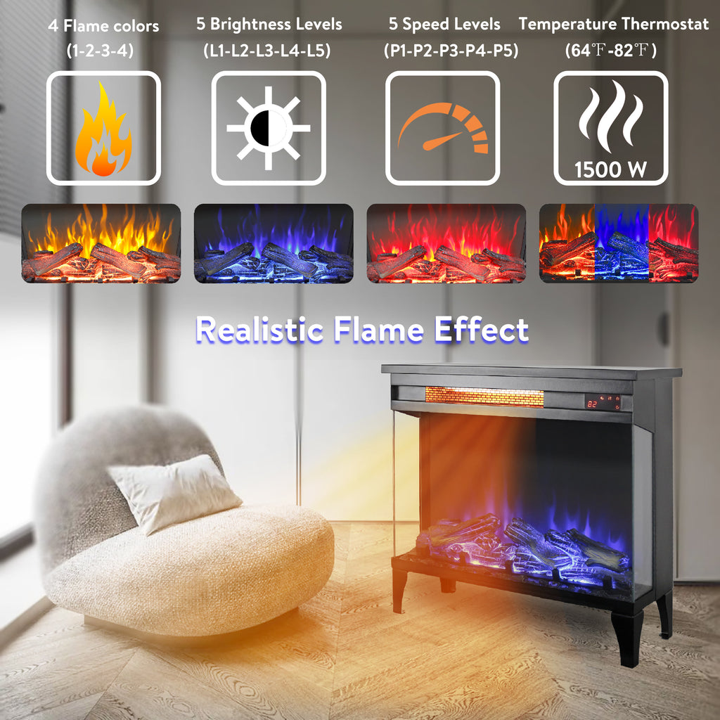 Three Sided Glass Electric Fireplace - image 2