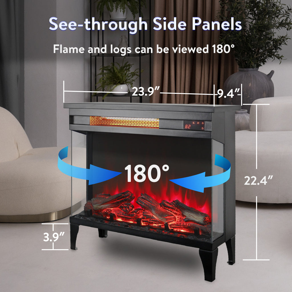 Three Sided Glass Electric Fireplace - image 3