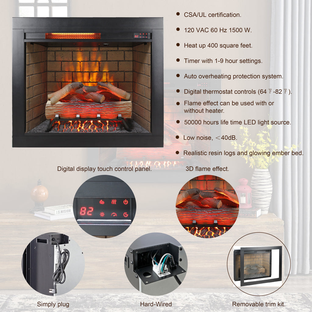 Infrared Electric Fireplace With Removable Trim Kit Insert - image 2