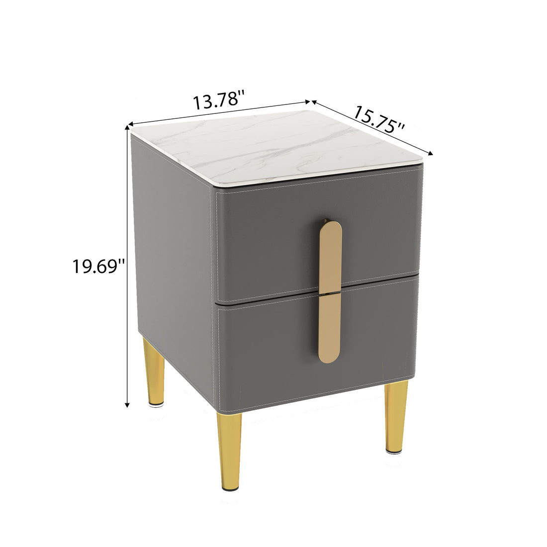 Iffhome Solid Saddle Leather Nightstand Black Side Table Bathroom Bedroom - image 1