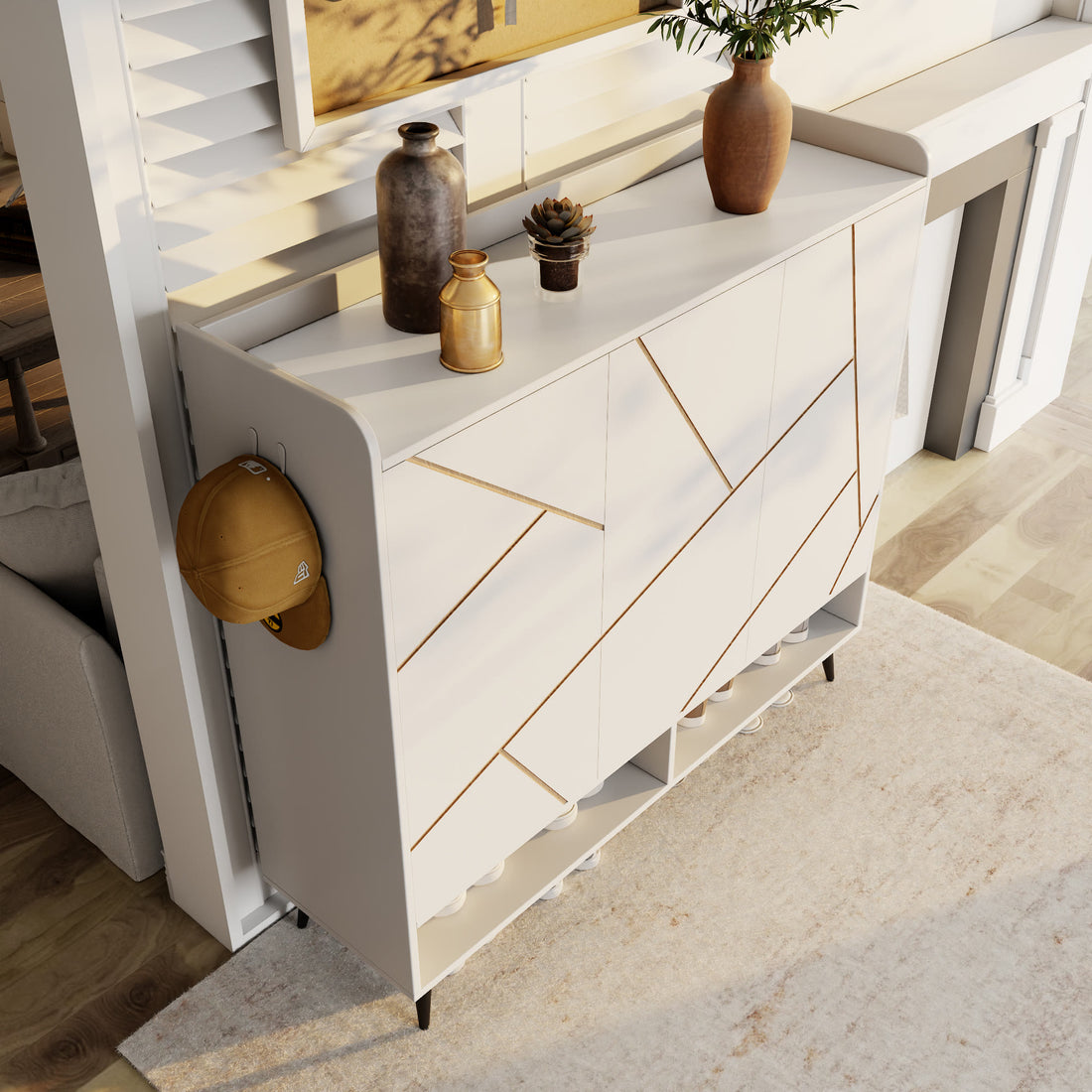 Iffhome White 43.30" Tall Shoes Storage Cabinet - image 2