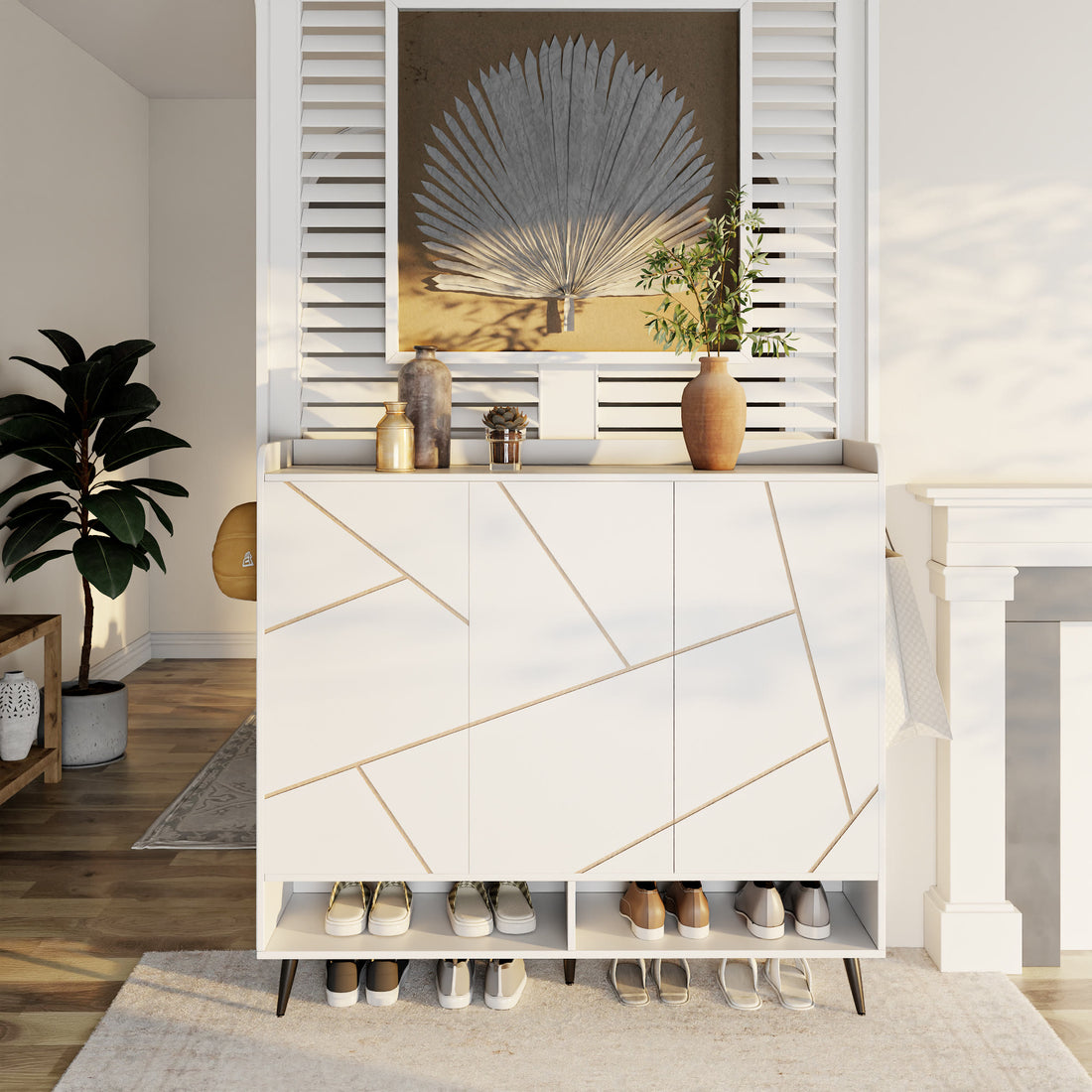 Iffhome White 43.30" Tall Shoes Storage Cabinet - White - image 0