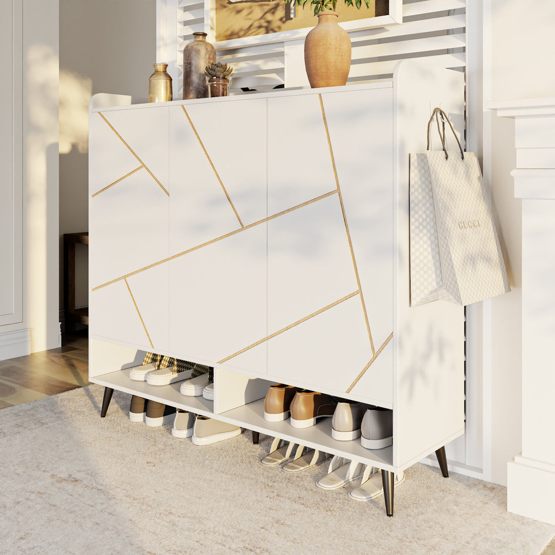 Iffhome White 43.30" Tall Shoes Storage Cabinet - image 1