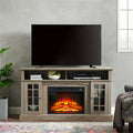 Classic Tv Stand With Fireplace Inset  - Gray Wash - image 0