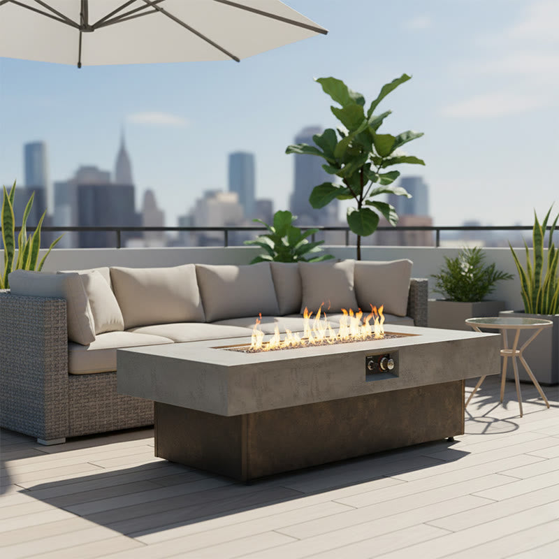 Iffhome Tabletop Propane Fire Pits For Outdoor - Brown+Gray - image 0