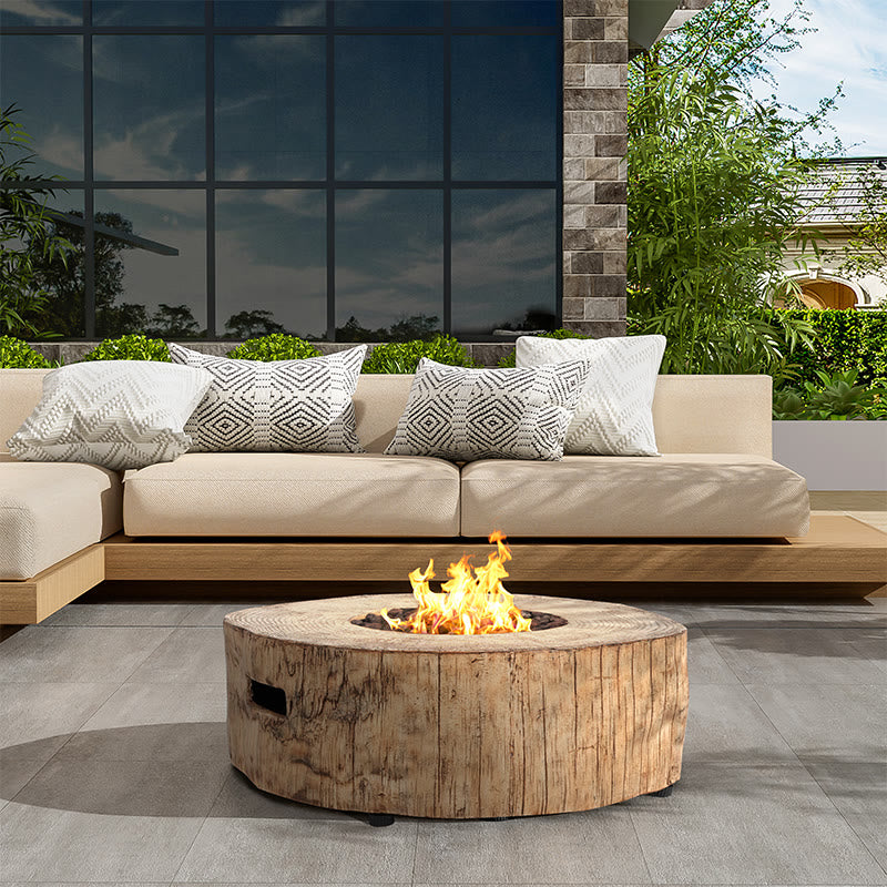Patio Propane Fire Pit With Wood Pattern - Brown - image 0