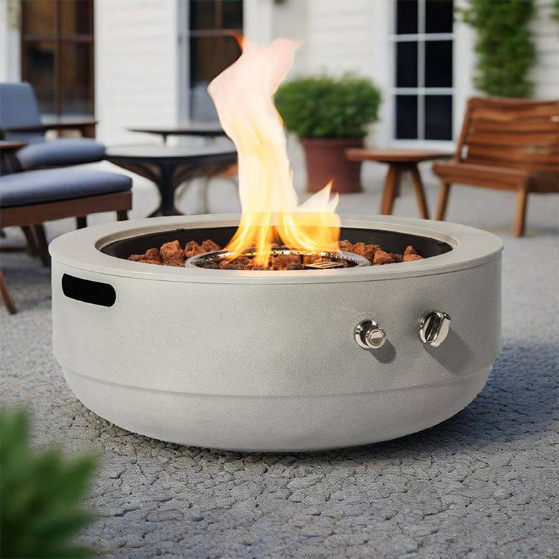 Round Steel Fire Pit For Outside - Grey - image 1