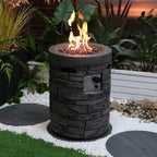 Round Outdoor Gas Fire Pit - Grey - image 0