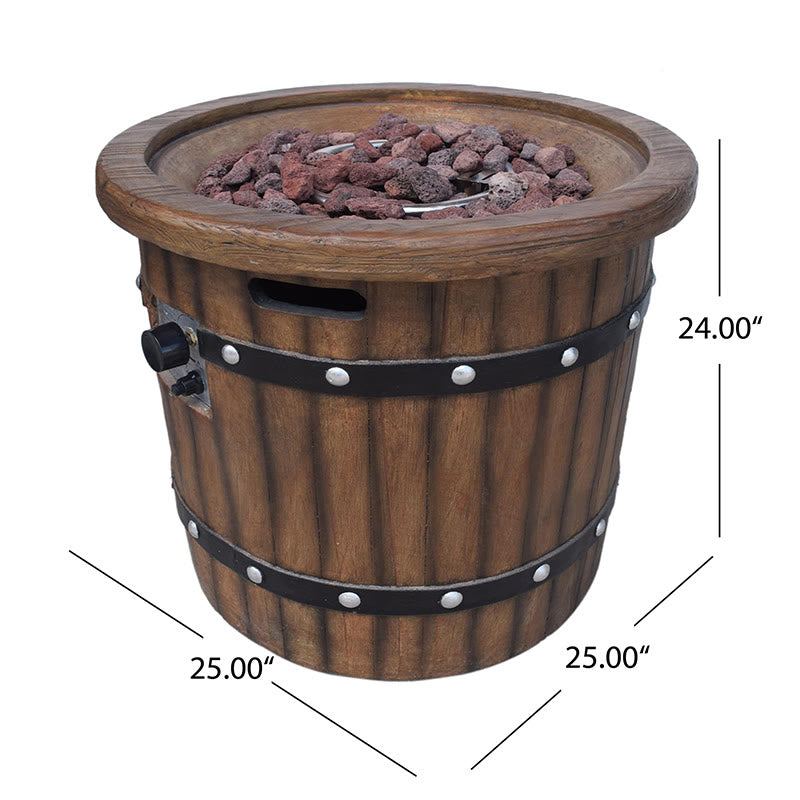  Iffhome Round Outdoor Gas Fire Pit With Wood Pattern - image 9