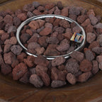  Round Outdoor Gas Fire Pit With Wood Pattern - image 7