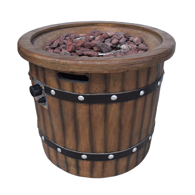  Iffhome Round Outdoor Gas Fire Pit With Wood Pattern - image 8
