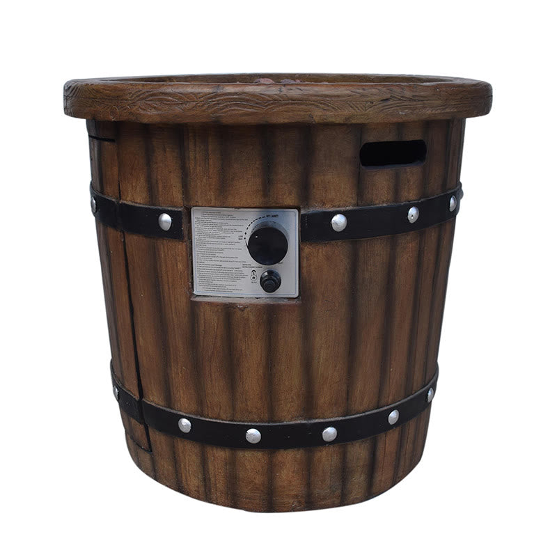  Iffhome Round Outdoor Gas Fire Pit With Wood Pattern - image 2