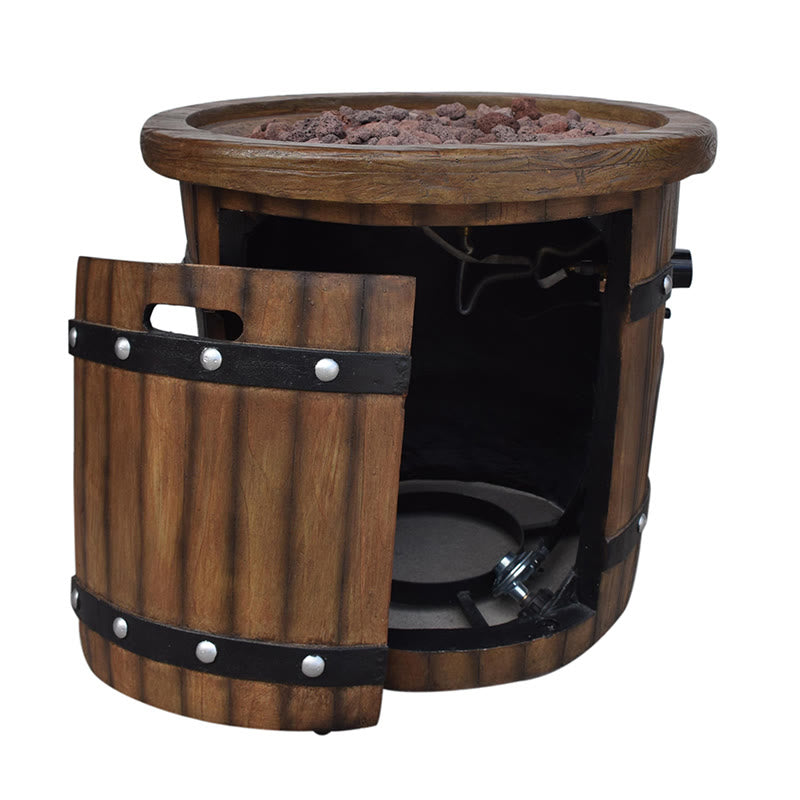  Iffhome Round Outdoor Gas Fire Pit With Wood Pattern - image 3