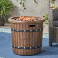  Iffhome Round Outdoor Gas Fire Pit With Wood Pattern - Dark Brown - image 0