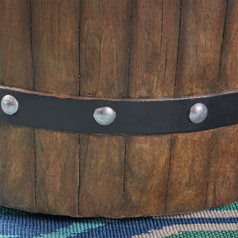  Iffhome Round Outdoor Gas Fire Pit With Wood Pattern - image 6